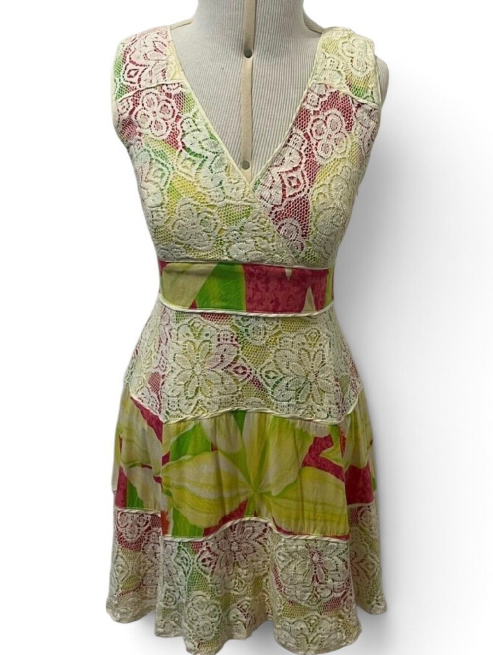 FARM Rio Colorful  lace patchwork sleeveless mini dress Small